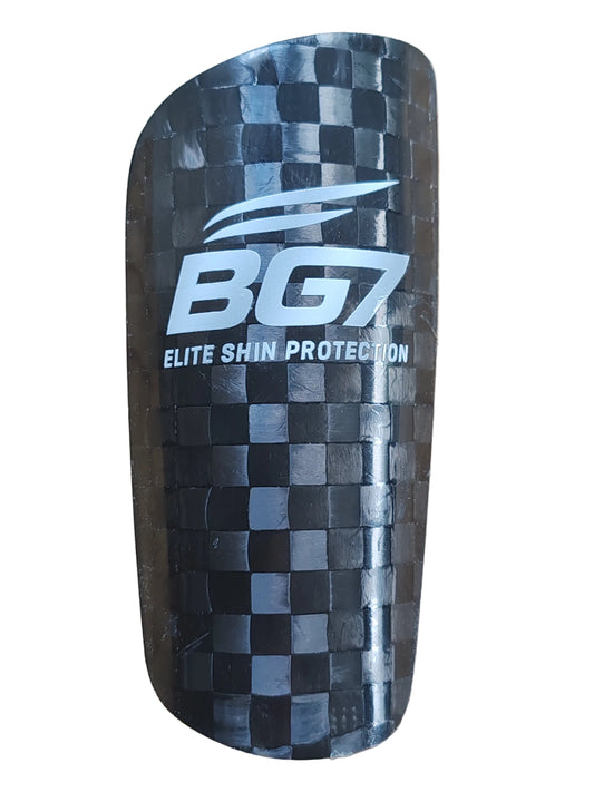 Shin guard with BG7 branding on a  white surface